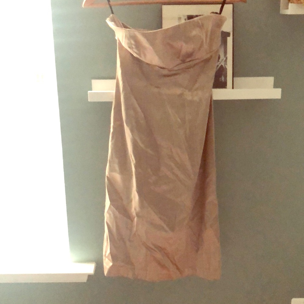 Champagne satin midi tube dress